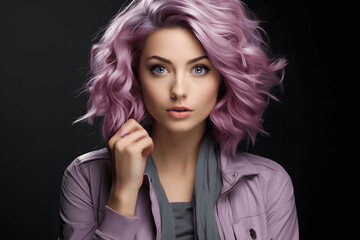 Fototapeta premium portrait of a woman, purple hair