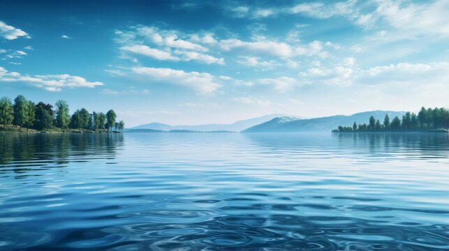 an image of a peaceful lakeside with ripples on the water's surface