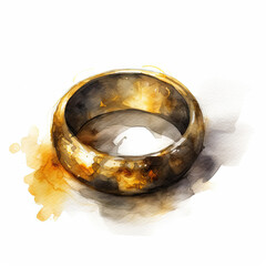 A Shimmering Gold Ring with Intricate Engravings Fantasy Illustration
