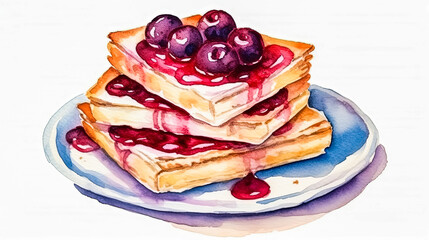 watercolor art a tempting slice of berry pie