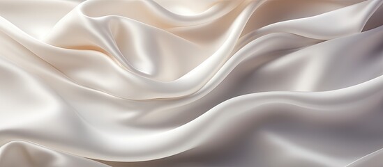 The abstract waves of the white silk fabric create a beautiful and natural texture, enhancing the romantic and decorative appeal of the fashion piece with its captivating colors on this stunning satin