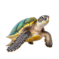  a Green Sea Turtle swimming, in motion in a PNG, in an Aquatic-themed, isolated, and transparent photorealistic illustration. Generative ai