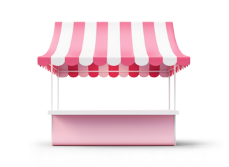 Pink and white fair booth isolated from transparent background