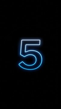 Vertical video blue neon 10 seconds countdown with circle waves