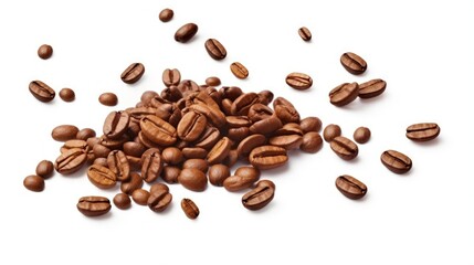 Obraz premium Falling coffee beans isolated on white background with clipping path