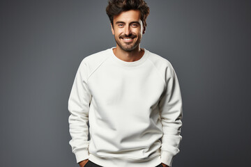  Mockup of a Sweatshirt creamy white with man an Austrian