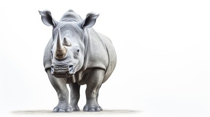 Portrait of a rhinoceros on white background