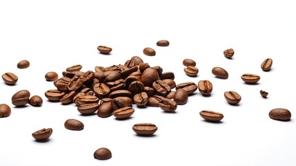 Naklejka premium Falling coffee beans isolated on white background with clipping path