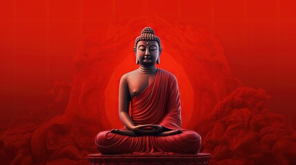 Buddha image with red background