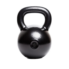 Naklejka na ściany i meble a Black kettlebell in a side view in an isolated and transparent PNG in a fitness-themed, photorealistic illustration. generative ai