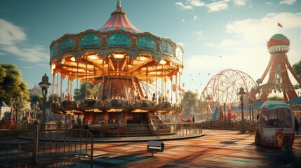 Funfair. Carousel. Amusement park. Nostalgic. Summer holidays
