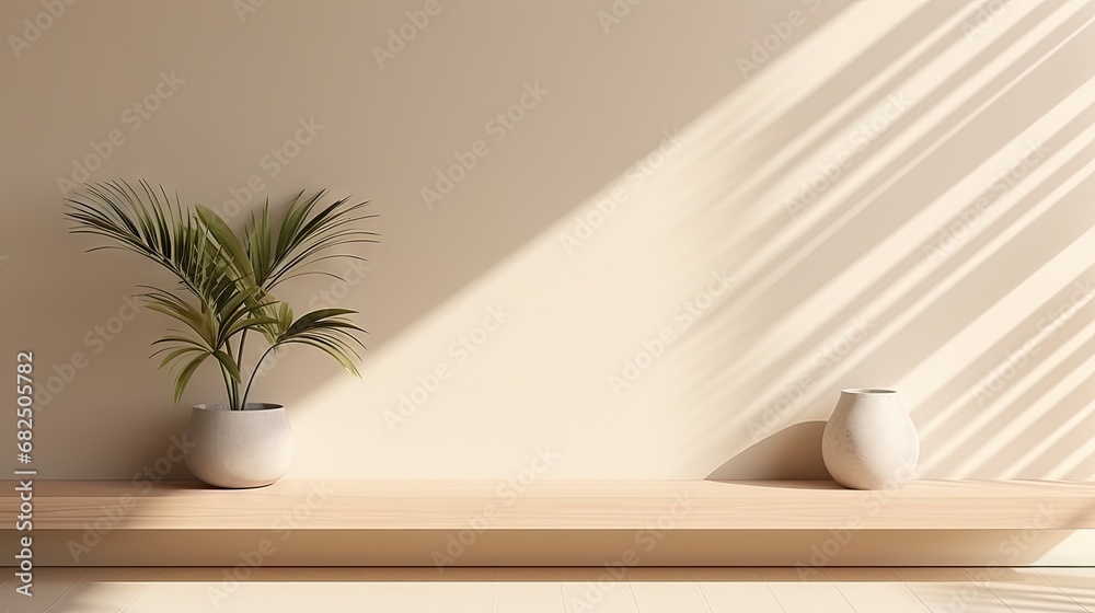 Aufkleber minimalistic abstract gentle light beige background for product presentation with light andand intri