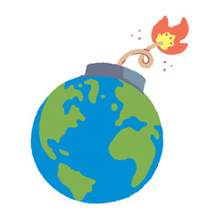 地球_アメリカ・ヨーロッパ・アフリカ_爆弾_導火線_主線無し