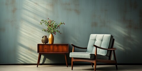 Explore vintage charm with clean minimalist surfaces, retro furniture design, and decor inspired by architectural beauty in an interior magazine.