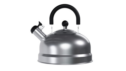 Modern kettle with whistle isolated on transparent and white background. Kettle concept. 3D render