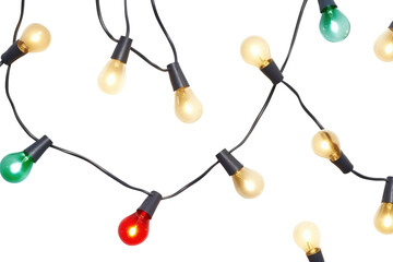 String of christmas lights isolated on white background