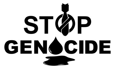 Stop Genocide Sign, can use for Poster Design, Banner, Sticker, T-Shirt, Website, Art Illustration, News Illustration or for Graphic Design Element. Format PNG - obrazy, fototapety, plakaty