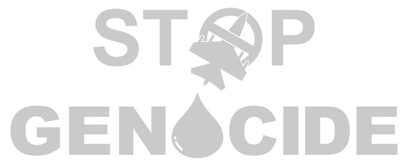 Stop Genocide Sign, can use for Poster Design, Banner, Sticker, T-Shirt, Website, Art Illustration, News Illustration or for Graphic Design Element. Format PNG