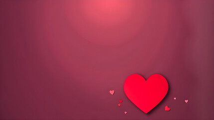 Red heart shaped on red background