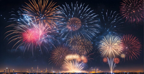 New Year with a sky full of fireworks