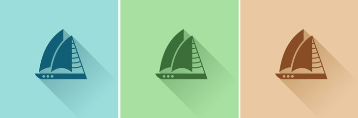 Abstract yacht, Painted steamer, Travel by sea, Flat style, Stylization, Vector illustration
