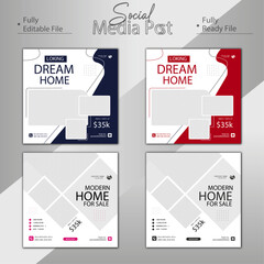 Vector modern home sale social media post template