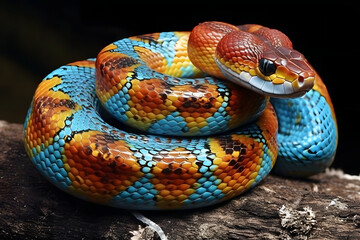 Fototapeta premium Beautiful bright snake in the wild. 