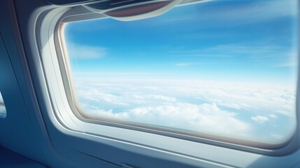airplane window, offering a unique perspective of the sky and clouds