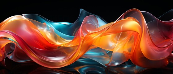 Brilliant red colored abstract image with wave shaped swirls