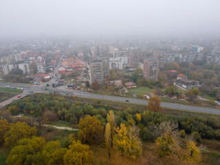 Obraz premium Aerial view of town of Pazardzhik, Bulgaria