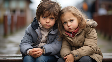 Fototapeta premium Niños tristes
