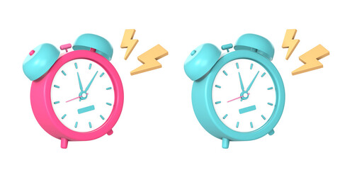 simple 3d alarm clock with flash reminder notification icon illustration for UI UX web mobile apps social media ads