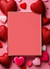 valentine card with hearts - obrazy, fototapety, plakaty