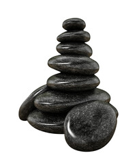 Massage stones on transparent background