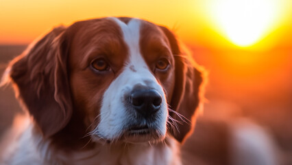 Portrait of a dog breed Nova Scotia Duck Tolling Retriever at sunset