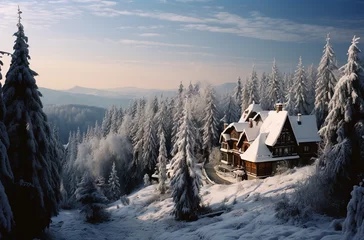 Foto op Canvas a house in the snow © Mariana