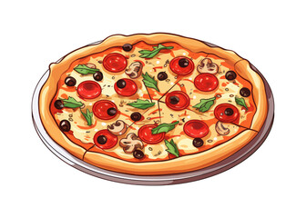 Cartoon pizza isolated on a white background