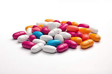 Obraz na płótnie Canvas Colored anti-headache pills isolated on white background