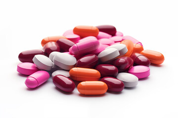Obraz na płótnie Canvas Colored anti-headache pills isolated on white background