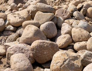 large stones on the construction site used for construction