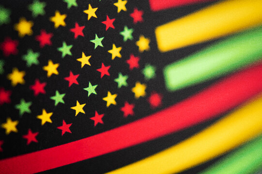 Juneteenth Freedom Day greeting concept. African - American Independence day.  American flag with grain effect.