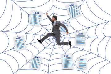 Businessman caught in the debt and loan