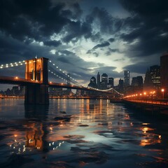 a bridge on the side of a river in a city