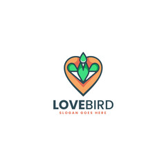 Vector Logo Illustration Love Bird Simple Mascot Style