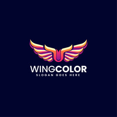 Vector Logo Illustration Wings Color Gradient Colorful Style