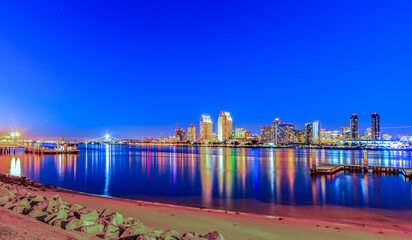 Clear night over San Diego downtown