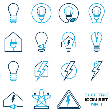 Elektrizität, Energie, Licht - Icon Set