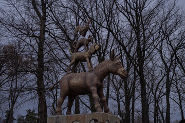 Kharkiv, Ukraine. - November 11, 2023. there are animal sculptures in the central park