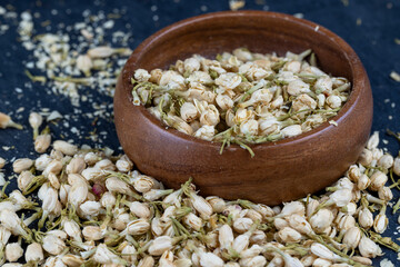 dried jasmine flowers and buds for adding to tea