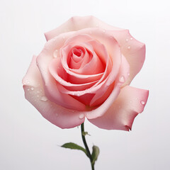 close up shot of rose with white background